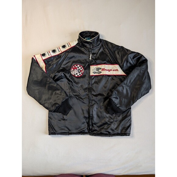 Vintage Other - Vtg 90s Mens Medium Snap On Racing Quilt Lined Satin Bomber Jacket USA Snapon
